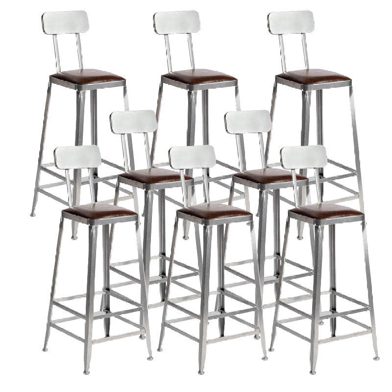 Industrial Iron Counter Height Stools Footrest Bar Stool for Indoor 8 Piece Set Low Back Bar Stool(30"H) Clearhalo 'Bar Furniture' 'Bar Stools' 'bar_stools' 'furn' 'furn_bar_stools' 'Furniture' 'Kitchen & Dining Furniture' 6320047