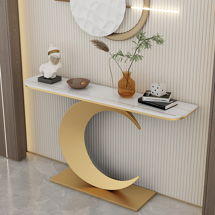 31.5" Tall Stone Console Table Glam Scratch Resistant End Table