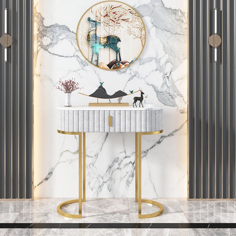Glam Oval Console Akzenttisch Antikes Finish -Sofa -Konsolentisch in Marmor