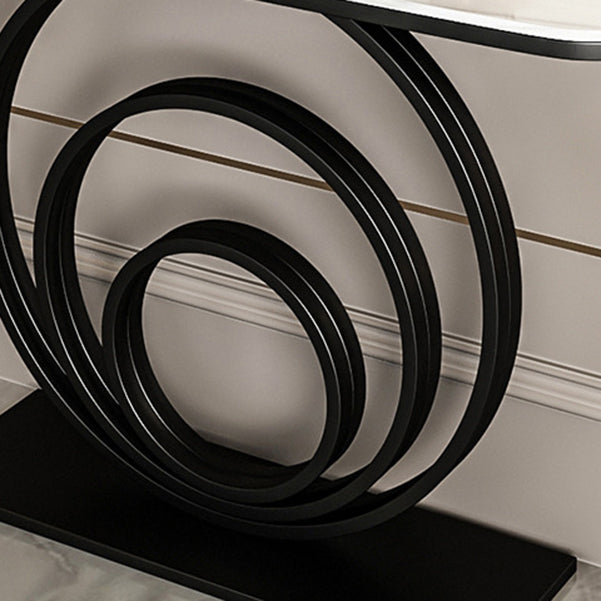 Stone Half Moon Console Table Table de acento de 31.5 pulgadas de altura con estante