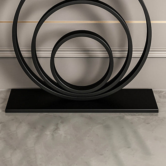 Stone Half Moon Console Table 31.5-inch Tall Accent Table with Shelf