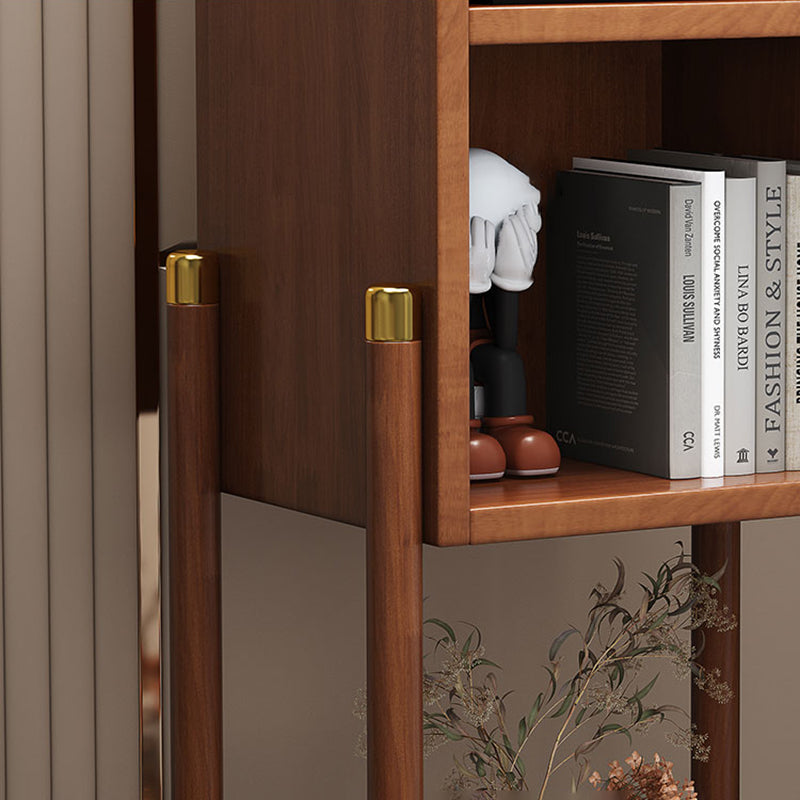 Libreria di scaffale in legno di gomma urbano chiuso per soggiorno verticale per soggiorno