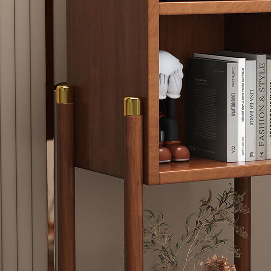 Urban Rubberwood Shelf Bookcase Closed Back Vertical Shelf for Living Room