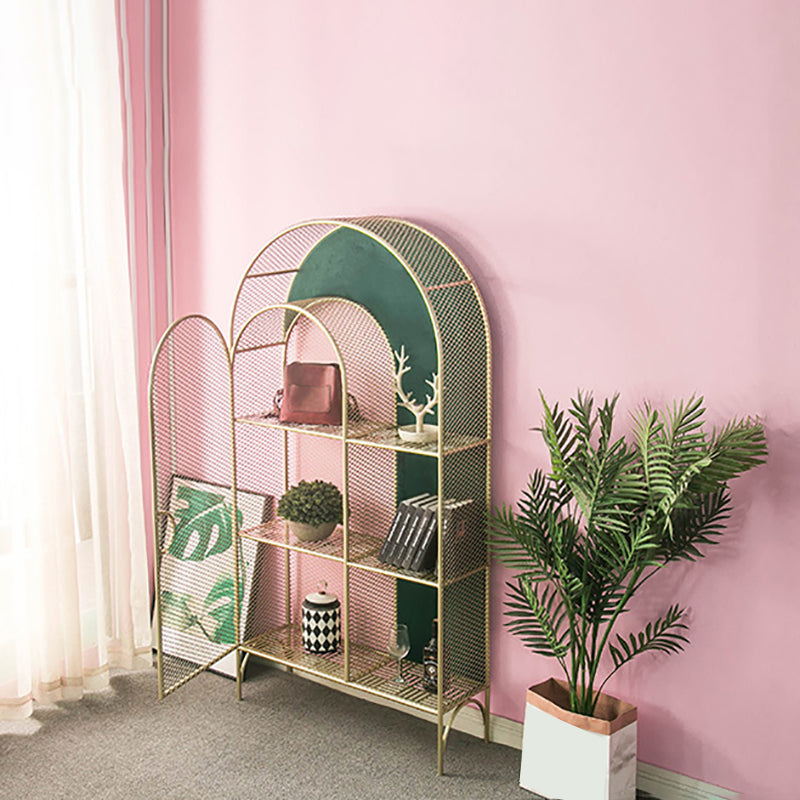 Urban Gold Bookshelf Closed Back Metal Vertical Shelf for Living Room Clearhalo 'Bookcases' 'furn' 'furn_bookcases' 'Furniture' 'Office Furniture' 6320471