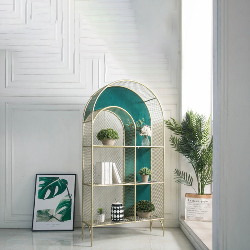 Urban Gold Bookshelf Closed Back Metal Vertical Shelf for Living Room Clearhalo 'Bookcases' 'furn' 'furn_bookcases' 'Furniture' 'Office Furniture' 6320474