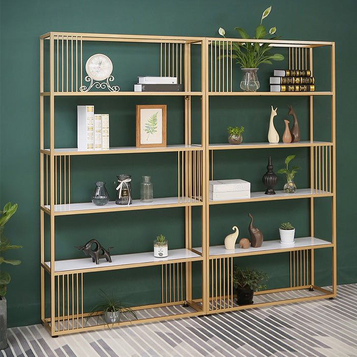 Glam Metal Open Shelf Bookcase Vertical Etagere Shelves Included Bookshelf for Bedroom