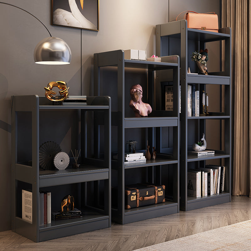 Modern Wooden Bookcase Etagere Open Back Bookshelf with Rectangular Shelves