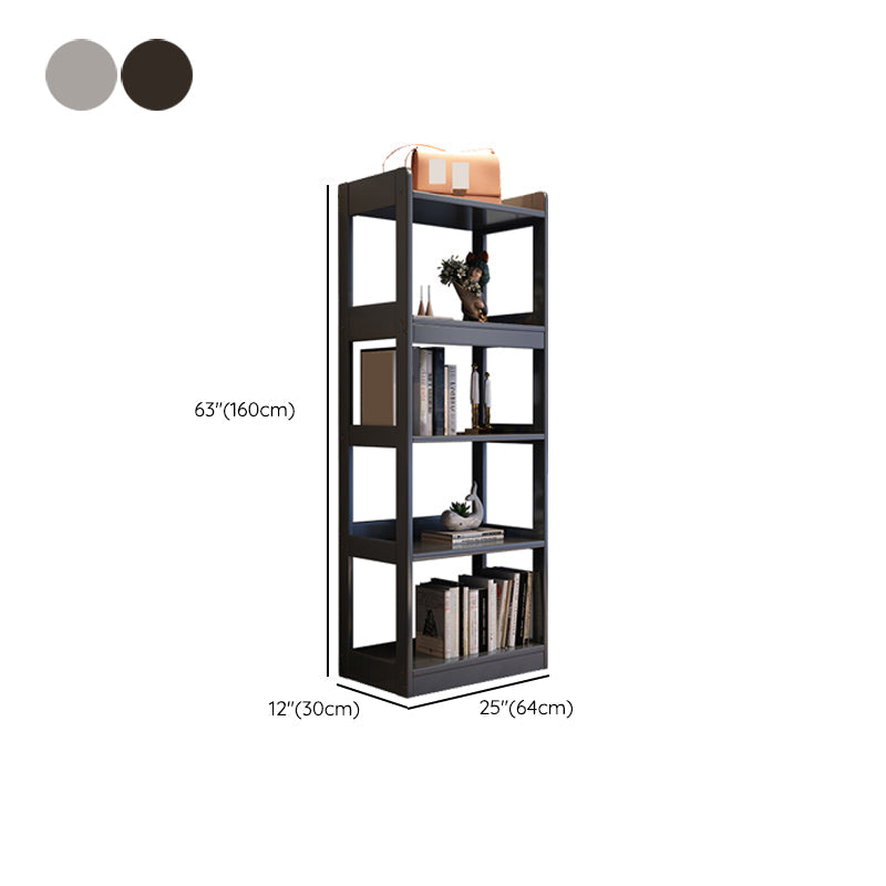 Modern Wooden Bookcase Etagere Open Back Bookshelf with Rectangular Shelves