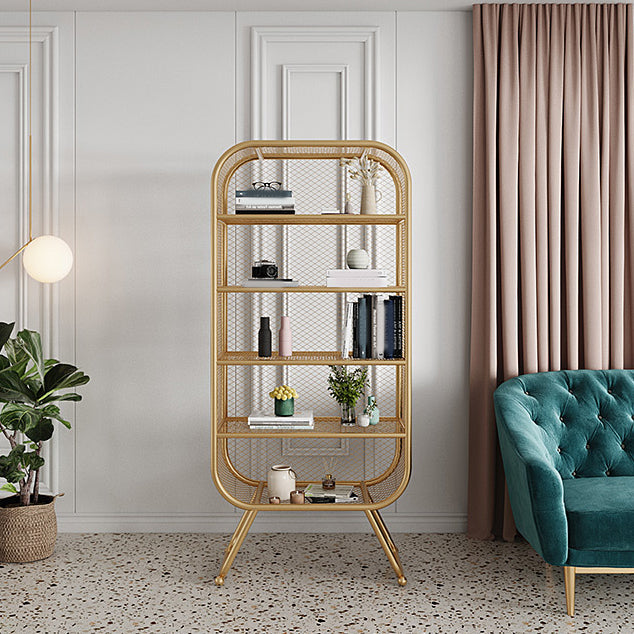 Contemporary Bookshelf Closed Back Metal Shelves Included Bookcase