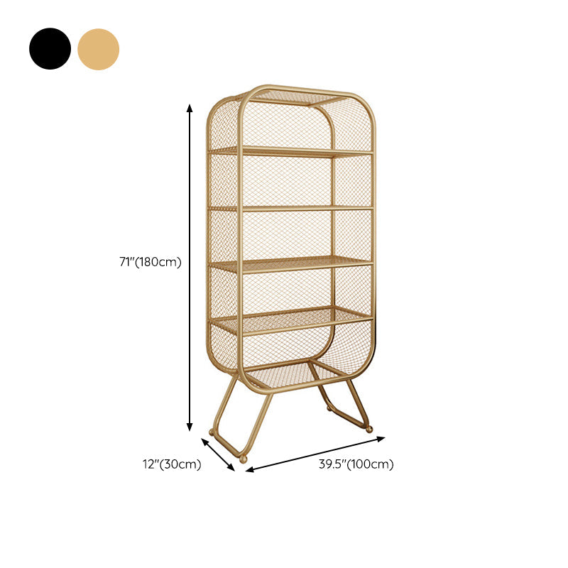 Contemporary Bookshelf Closed Back Metal Shelves Included Bookcase
