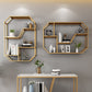 Metal Wall Mounted Open Bookcase Glam Home Geometric Bookshelf with Shelves