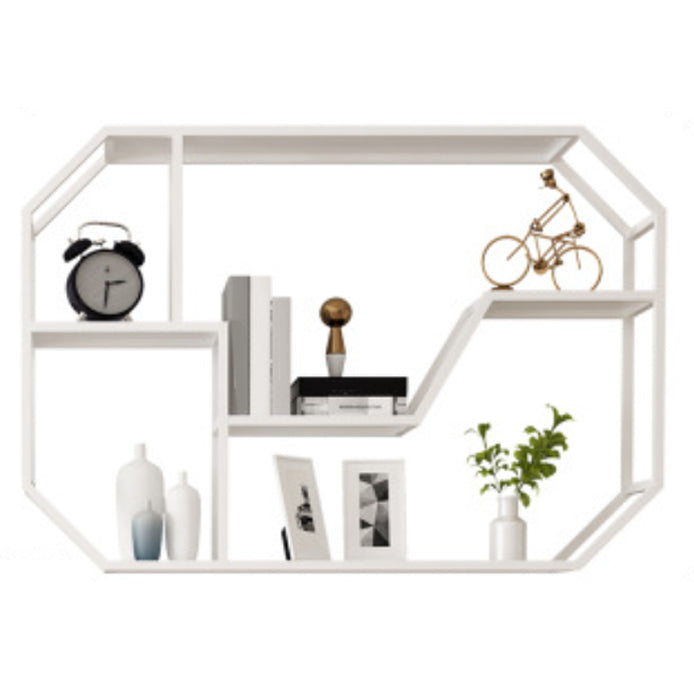 Metal Wall Mounted Open Bookcase Glam Home Geometric Bookshelf with Shelves
