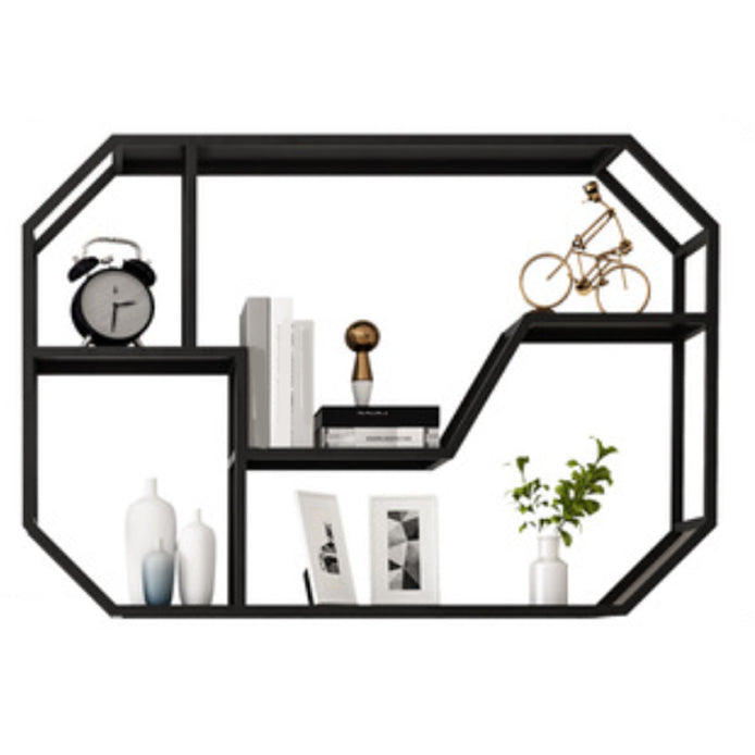 Metal Wall Mounted Open Bookcase Glam Home Geometric Bookshelf with Shelves
