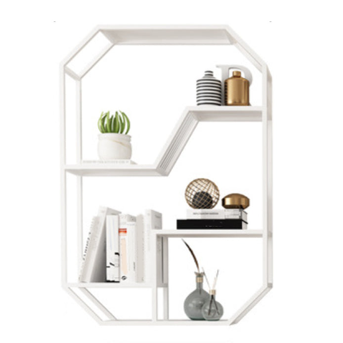 Metal Wall Mounted Open Bookcase Glam Home Geometric Bookshelf with Shelves