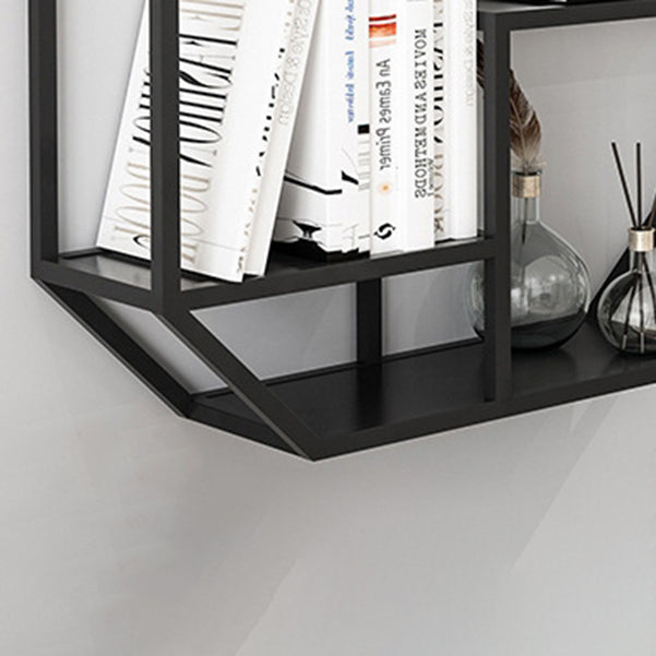 Metal Wall Mounted Open Bookcase Glam Home Geometric Bookshelf with Shelves