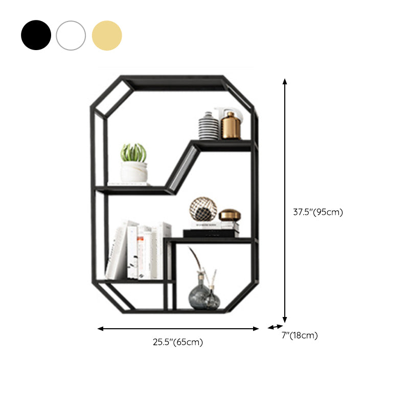 Metal Wall Mounted Open Bookcase Glam Home Geometric Bookshelf with Shelves