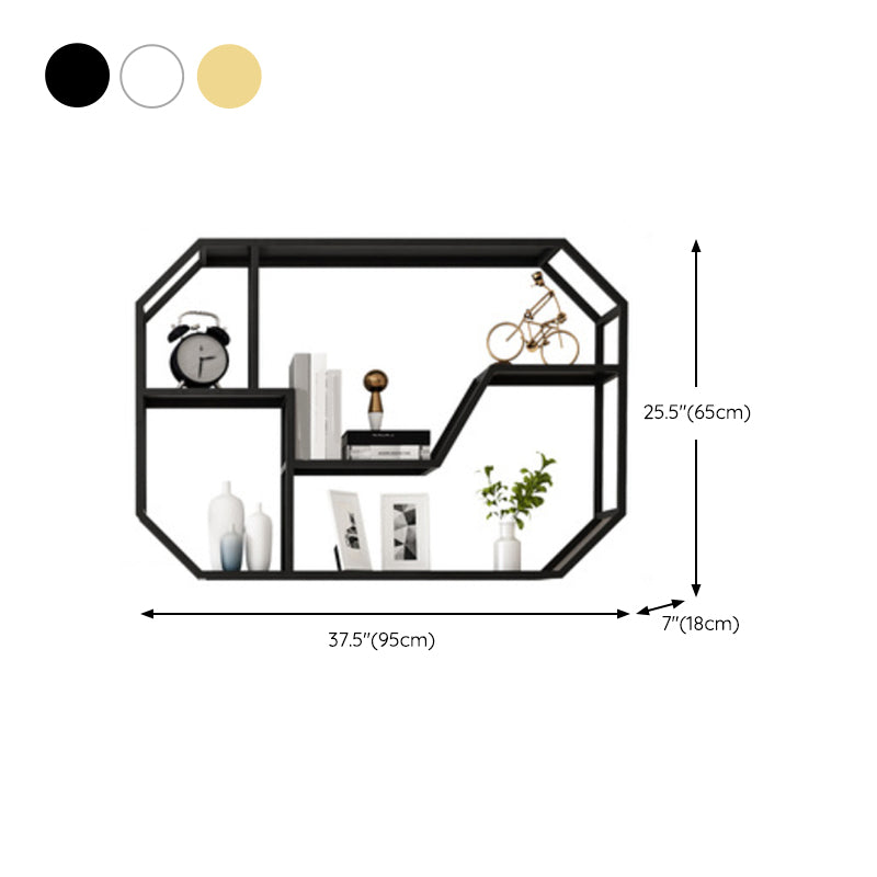 Metal Wall Mounted Open Bookcase Glam Home Geometric Bookshelf with Shelves