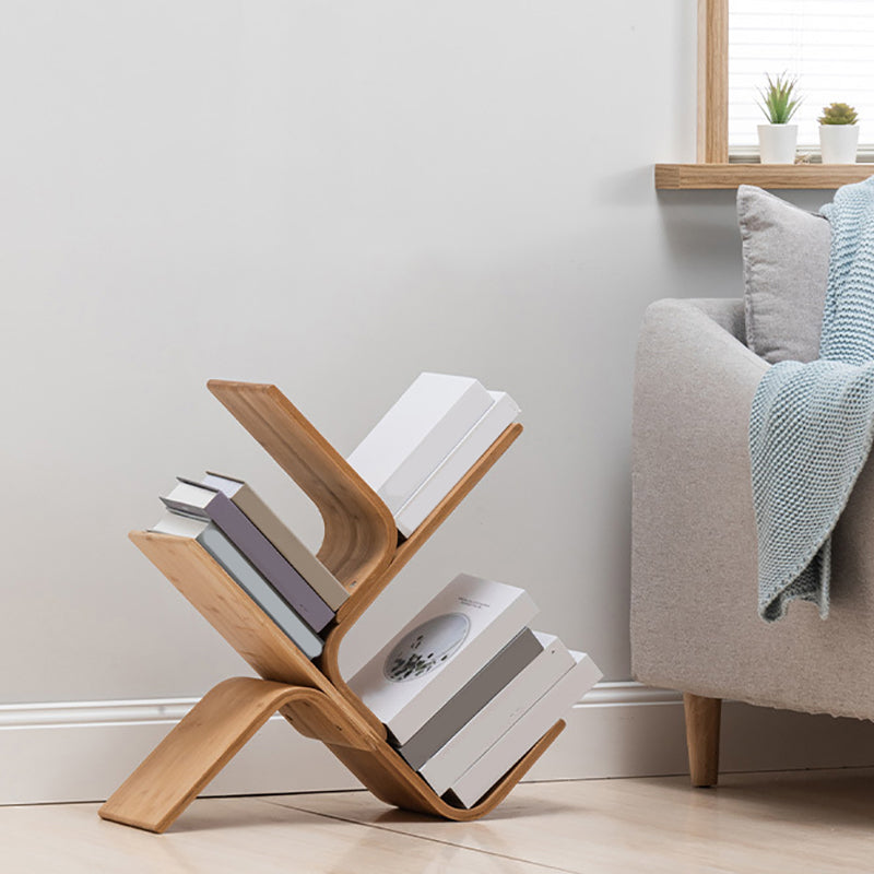Urban Bamboo Shelf Bookcase Open Storage Vertical Bookshelf for Living Room