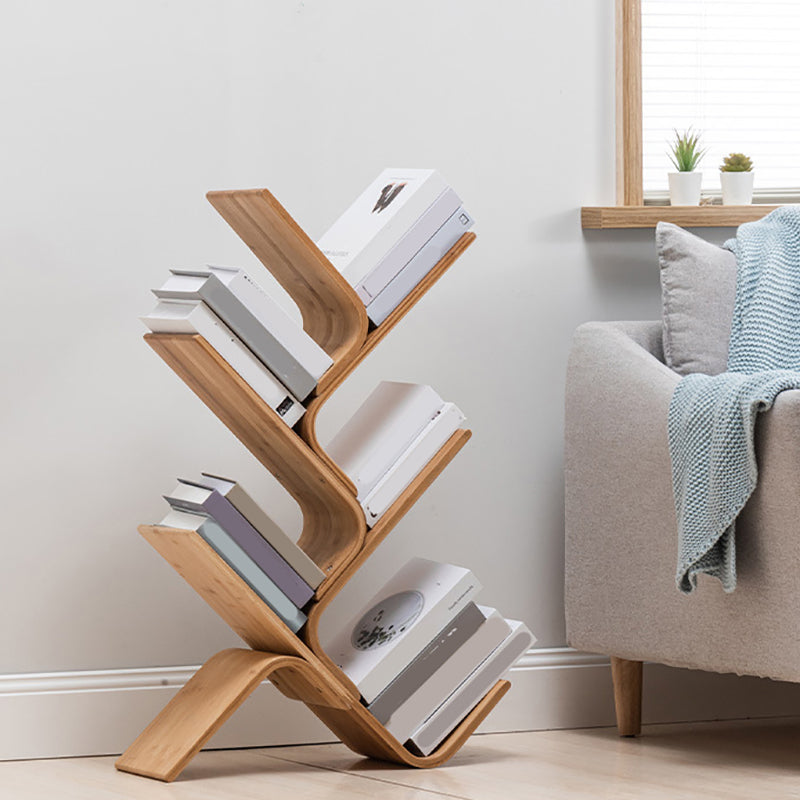 Urban Bamboo Shelf Bookcase Open Storage Vertical Bookshelf for Living Room