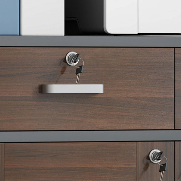 Contemporary Bookcase Closed Back Engineered Wood Book Shelf with Drawer Storage