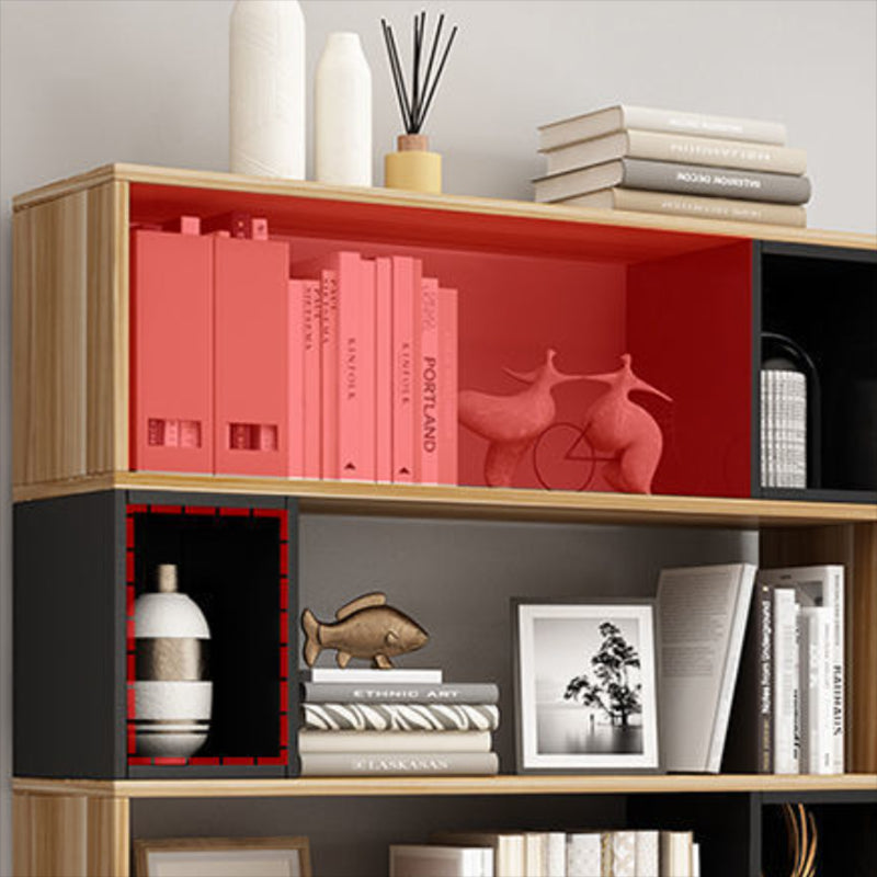 Estantería de madera de ingeniería estándar moderna biblioteca con estantes