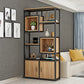 Metal and Wooden Book Shelf Etagere Open Study Room Shelf Bookcase with Doors