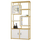 Metal and Wooden Book Shelf Etagere Open Study Room Shelf Bookcase with Doors