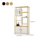 Metal and Wooden Book Shelf Etagere Open Study Room Shelf Bookcase with Doors
