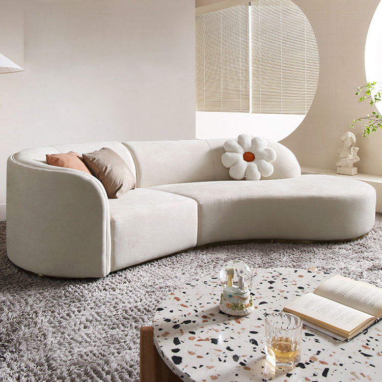 Moderno divano curvo da 30,70 "H White Wool Smoking per soggiorno
