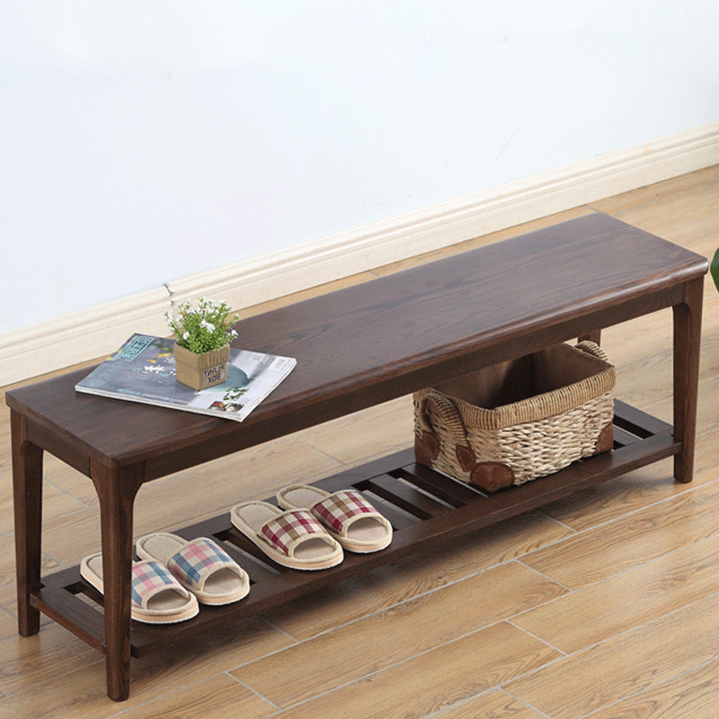 Shoe Storage Included Bench, Solid Wood Entryway Bench with 4 Legs 39"L x 12"W x 17"H Brown Clearhalo 'Benches' 'Chairs & Seating' 'furn' 'furn_benches' 'Furniture' 'Living Room Furniture' 6320696
