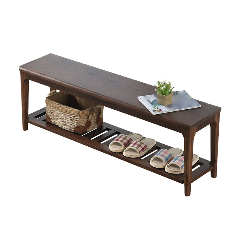 Shoe Storage Included Bench, Solid Wood Entryway Bench with 4 Legs 26"L x 12"W x 17"H Brown Clearhalo 'Benches' 'Chairs & Seating' 'furn' 'furn_benches' 'Furniture' 'Living Room Furniture' 6320699