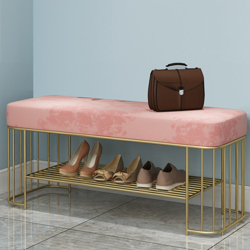 13.65/15.6" W Modern Entryway Bench Cushioned Metal Seating Bench Pink Clearhalo 'Benches' 'Chairs & Seating' 'furn' 'furn_benches' 'Furniture' 'Living Room Furniture' 6320707