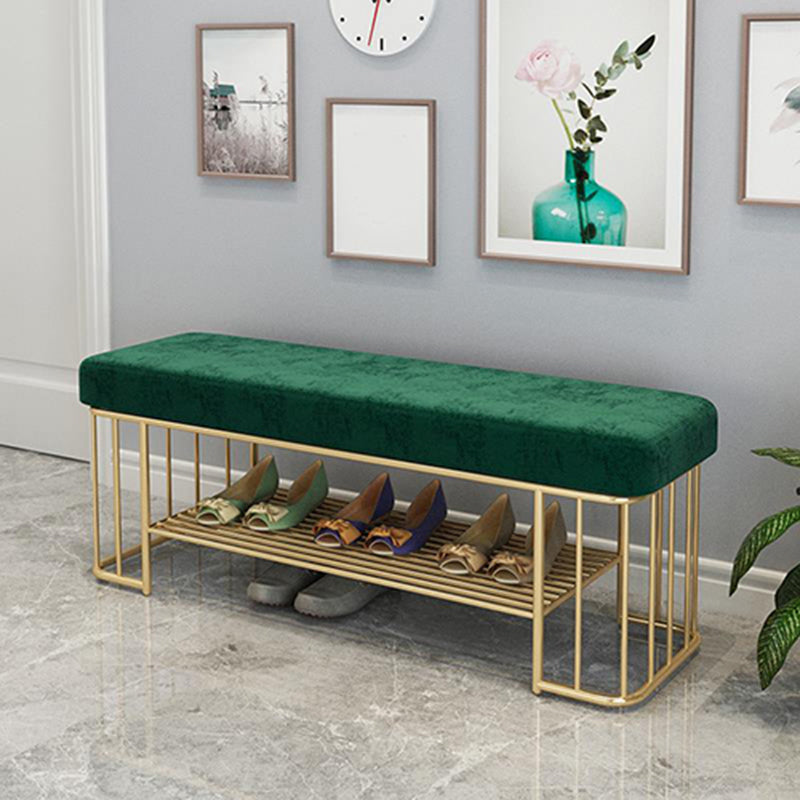 13.65/15.6" W Modern Entryway Bench Cushioned Metal Seating Bench Green Clearhalo 'Benches' 'Chairs & Seating' 'furn' 'furn_benches' 'Furniture' 'Living Room Furniture' 6320709