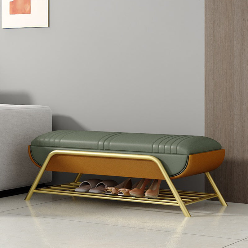 13.65/15.6" W Modern Entryway Bench Cushioned Metal Seating Bench Army Green Clearhalo 'Benches' 'Chairs & Seating' 'furn' 'furn_benches' 'Furniture' 'Living Room Furniture' 6320710