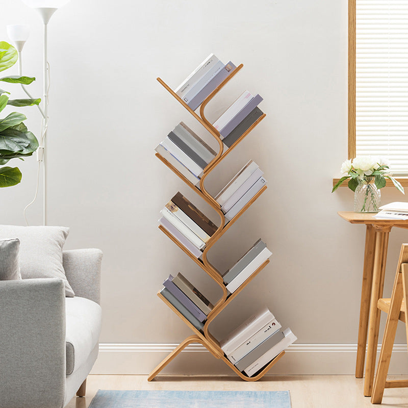 Urban Bamboo Shelf Bookcase Open Storage Vertical Bookshelf for Living Room