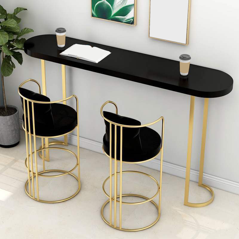 Glam Pub Table Oval Bar Height Double Pedestal Bar Table for Indoor Black Without Chairs Clearhalo 'Bar Furniture' 'Bar Tables' 'bar_tables' 'furn' 'furn_bar_tables' 'Furniture' 'Kitchen & Dining Furniture' 6321214