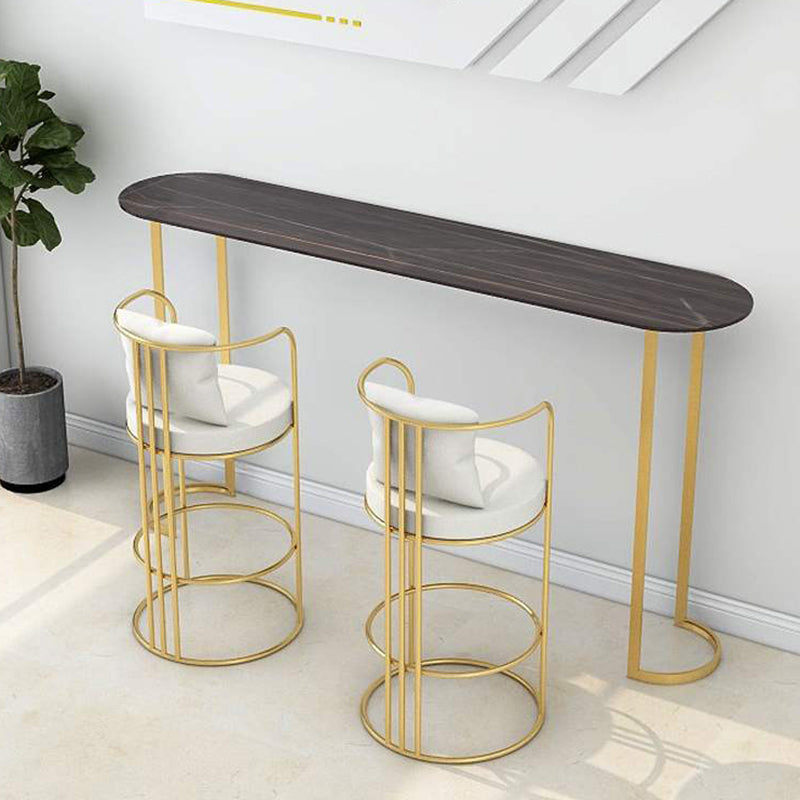 Glam Pub Table Oval Bar Height Double Pedestal Bar Table for Indoor Black-Gold Without Chairs Clearhalo 'Bar Furniture' 'Bar Tables' 'bar_tables' 'furn' 'furn_bar_tables' 'Furniture' 'Kitchen & Dining Furniture' 6321216