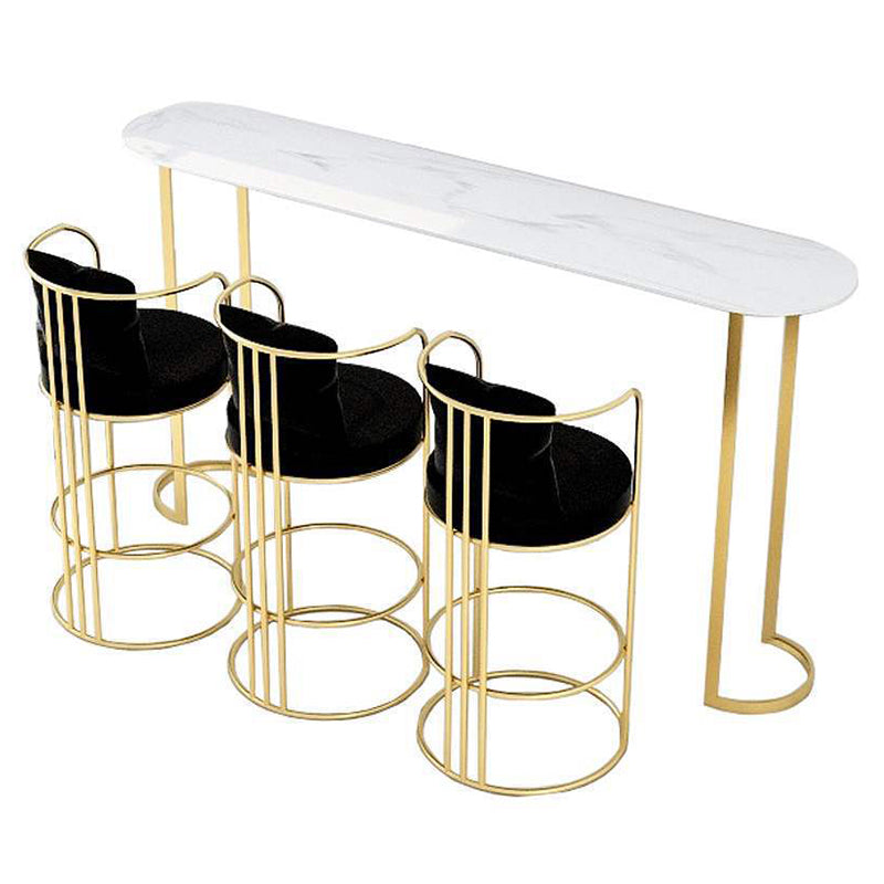 Glam Pub Table Oval Bar Height Double Pedestal Bar Table for Indoor White-Gold Without Chairs Clearhalo 'Bar Furniture' 'Bar Tables' 'bar_tables' 'furn' 'furn_bar_tables' 'Furniture' 'Kitchen & Dining Furniture' 6321218