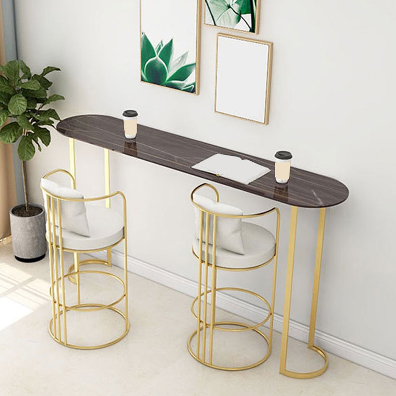 Glam Pub Table Oval Bar Height Double Pedestal Bar Table for Indoor Clearhalo 'Bar Furniture' 'Bar Tables' 'bar_tables' 'furn' 'furn_bar_tables' 'Furniture' 'Kitchen & Dining Furniture' 6321223