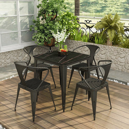 Table de tabouret de bar Glam Table de bar en pierre noire avec 4 pieds en métal