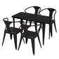 Table de tabouret de bar Glam Table de bar en pierre noire avec 4 pieds en métal