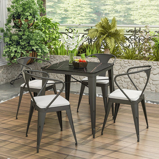 グラムバースツールテーブル4金属脚の黒い石のバーテーブル