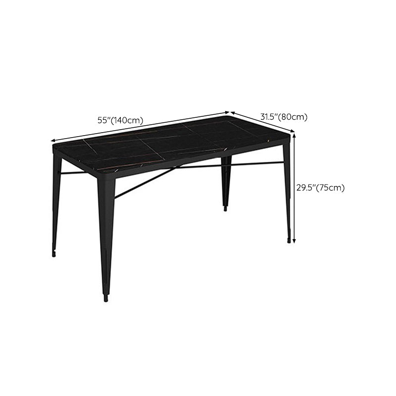 Table de tabouret de bar Glam Table de bar en pierre noire avec 4 pieds en métal