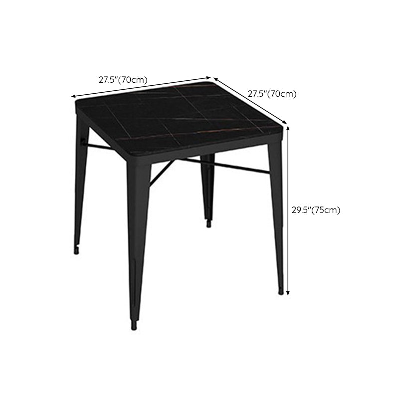 Table de tabouret de bar Glam Table de bar en pierre noire avec 4 pieds en métal