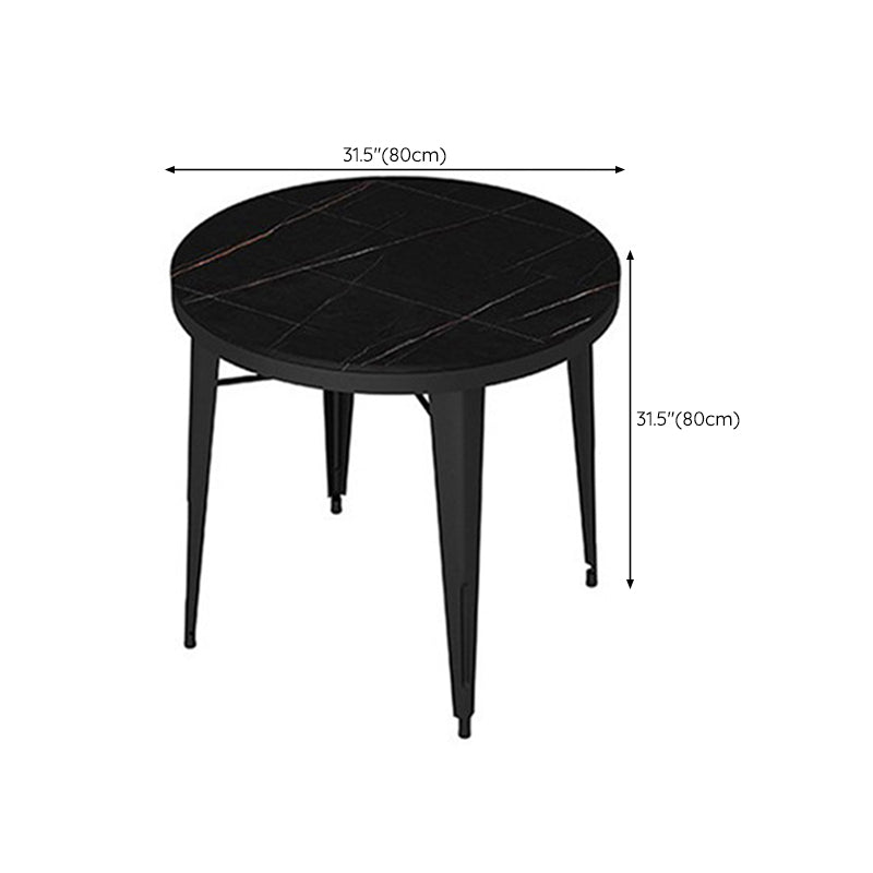 Table de tabouret de bar Glam Table de bar en pierre noire avec 4 pieds en métal