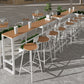 Table industrielle à hauteur de bar avec table rectangulaire à base blanche pour patio