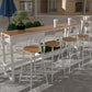 Table industrielle à hauteur de bar avec table rectangulaire à base blanche pour patio