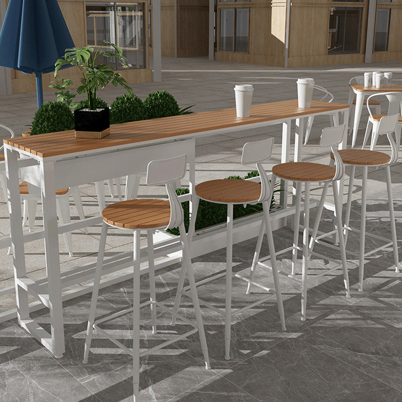 Table industrielle à hauteur de bar avec table rectangulaire à base blanche pour patio