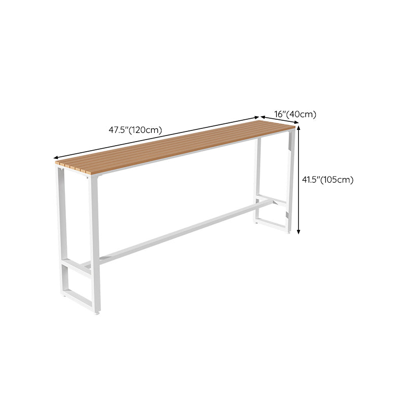 Table industrielle à hauteur de bar avec table rectangulaire à base blanche pour patio