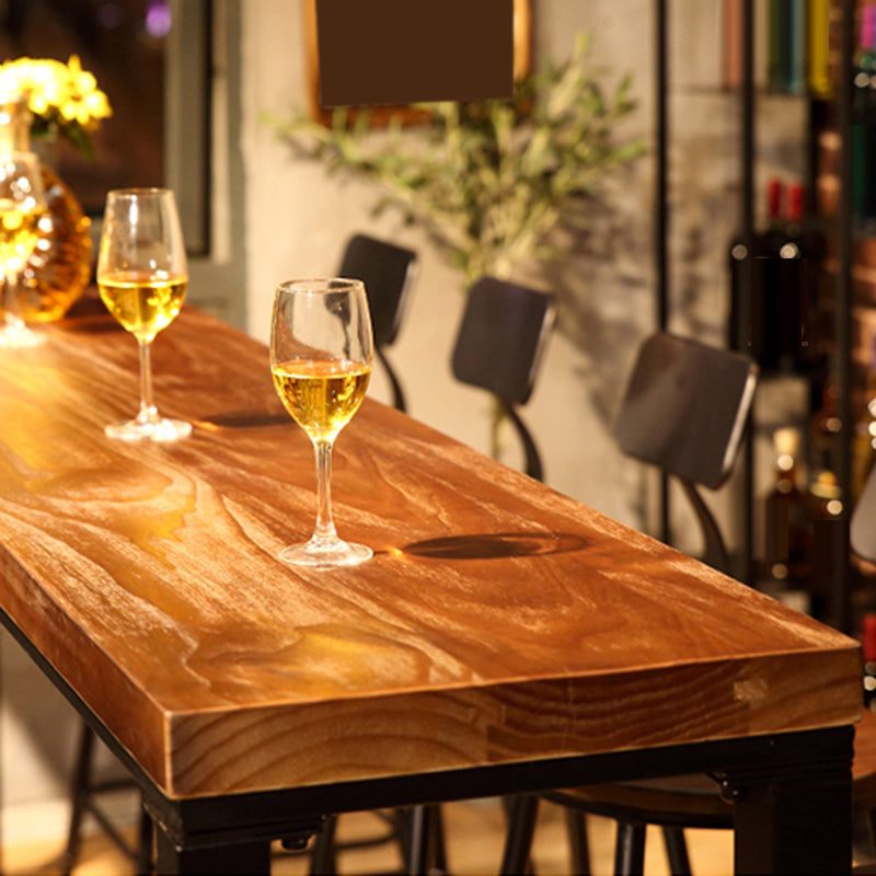 Tavolo da bar moderno Tavolo da pub in legno massello di ferro nero per esterni